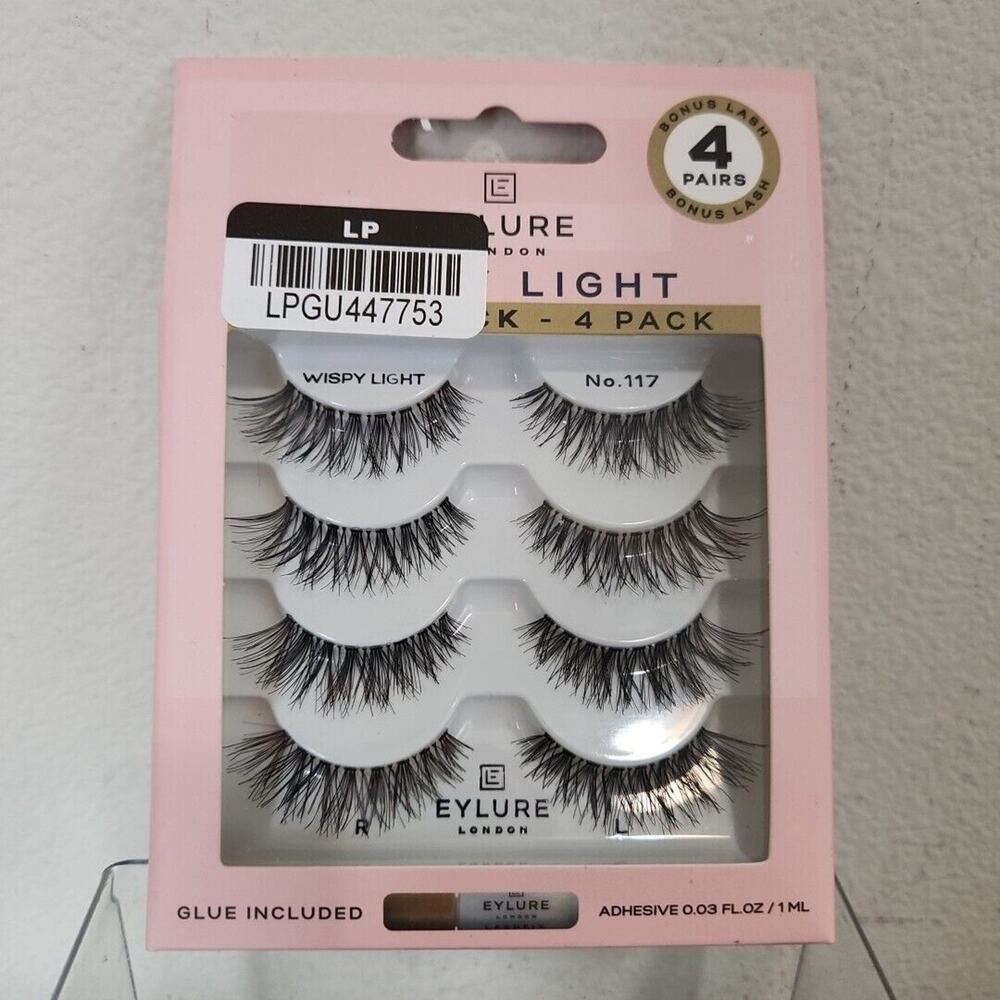 Eylure London Wispy Light #117 Bonus Pack 4 Pack Glue Included False Eyelash